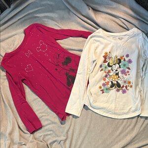 Disney Kids Long Sleeve Tees - Pink and White